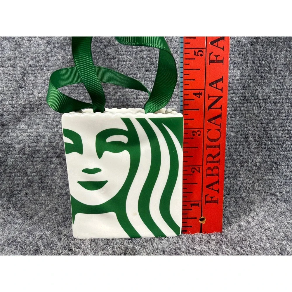 Starbucks 2019 Ceramic Shopping Bag Ornament Siren Logo Green White BVC 19